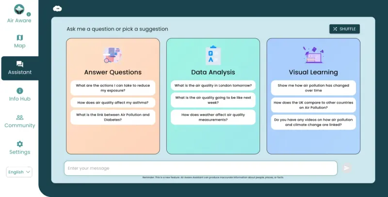 Air Aware AI assistant conversation