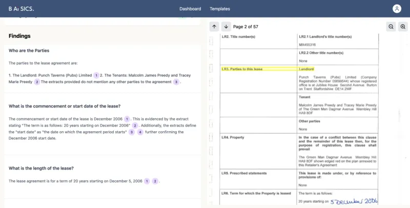 BAiSICS analysis results with highlighted text