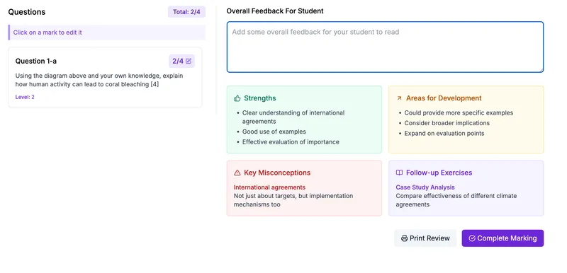 Detailed feedback generation